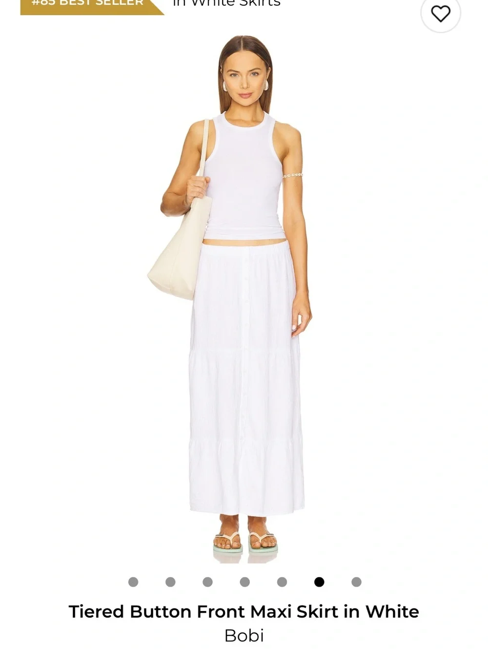 bobi White Tiered Button-Front Maxi Skirt